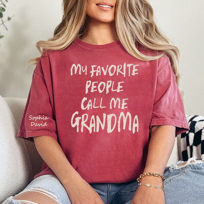 Custom Grandma Shirt My Favorite People Call Me Grandma Personalized T Shirt with Kids Names Family Gift for Grandmother Birthday Mother Celebration Tee