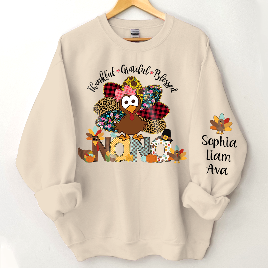 Personalized thankful grateful blessed nana with grandkids Sweatshirt