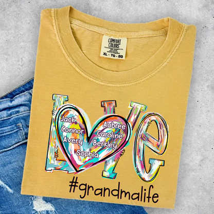 Comfort Colors® Love Grandma Color T-Shirt, Custom Grandma With Grandkids Shirt