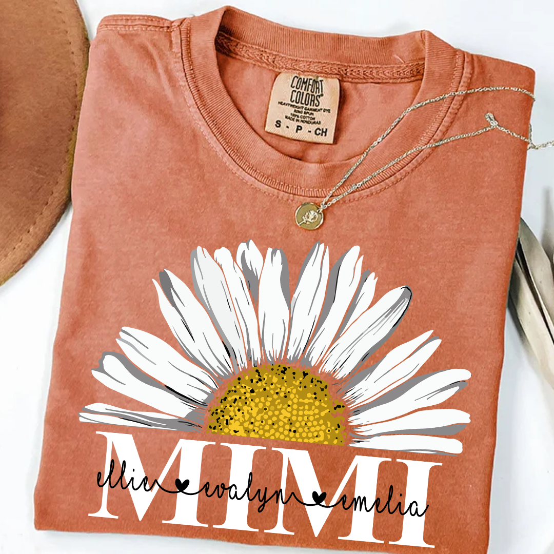 Personalized Mimi And Grandkids Daisy , Mother's Day Gift Grandma Comfort Colors T-Shirt