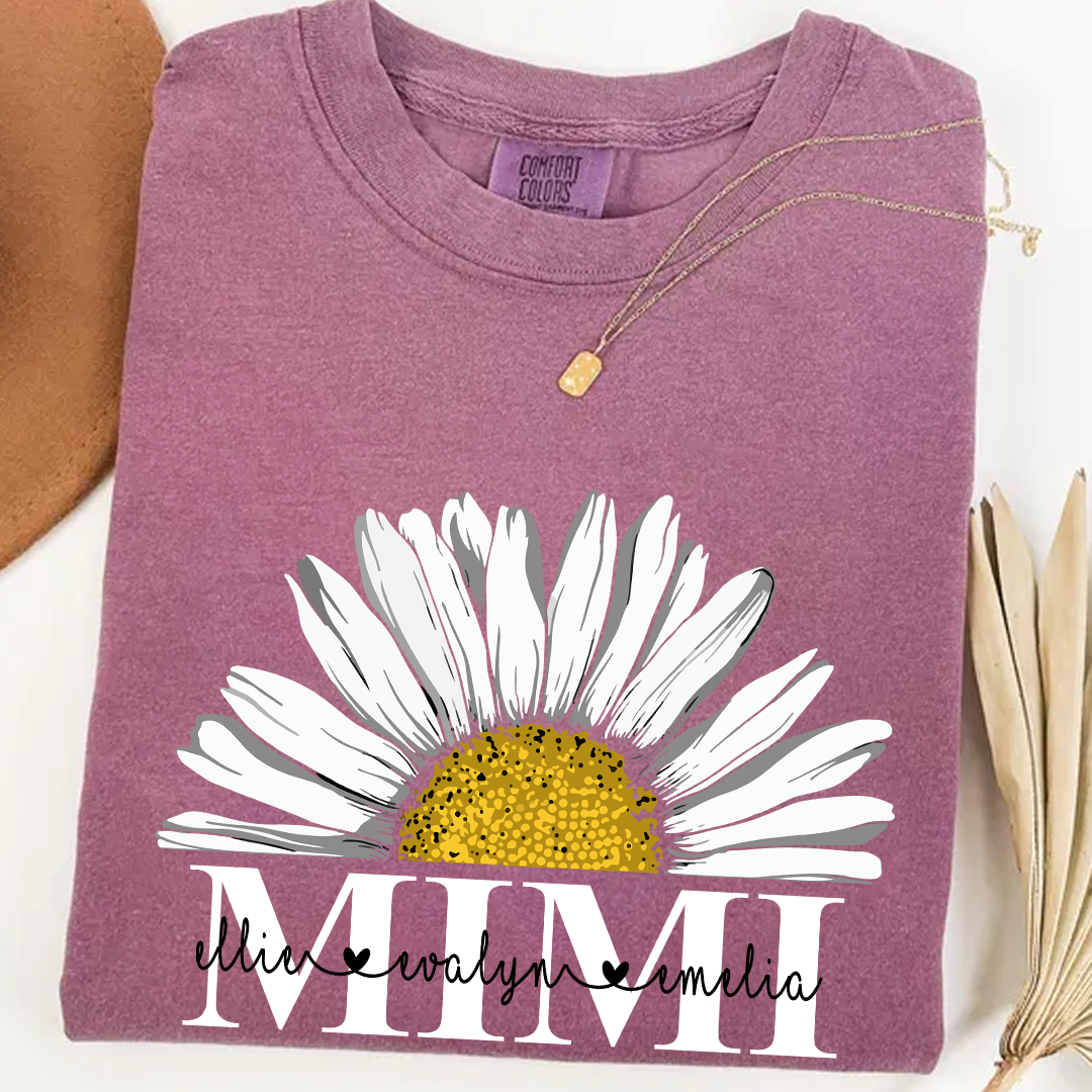 Personalized Mimi And Grandkids Daisy , Mother's Day Gift Grandma Comfort Colors T-Shirt