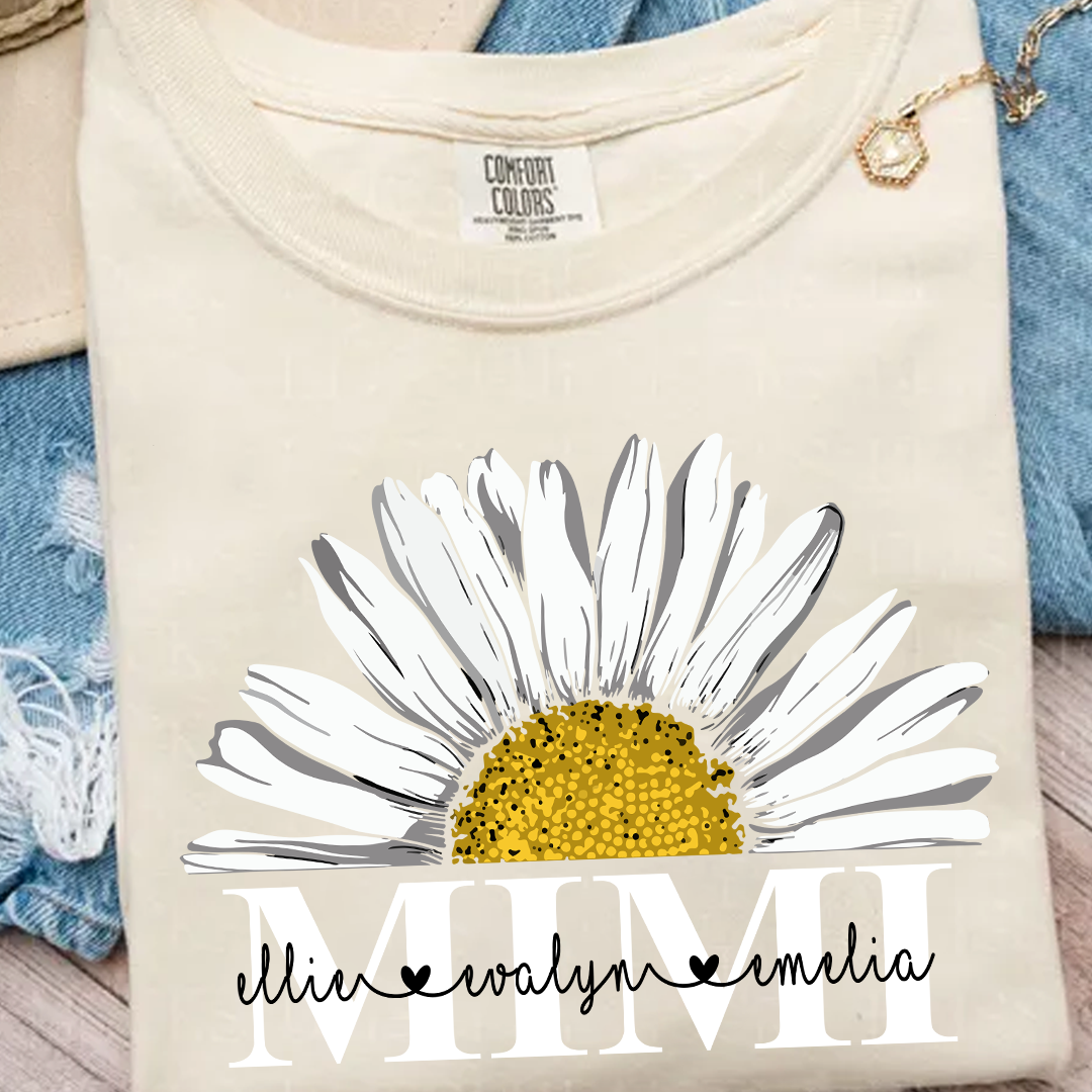 Personalized Mimi And Grandkids Daisy , Mother's Day Gift Grandma Comfort Colors T-Shirt