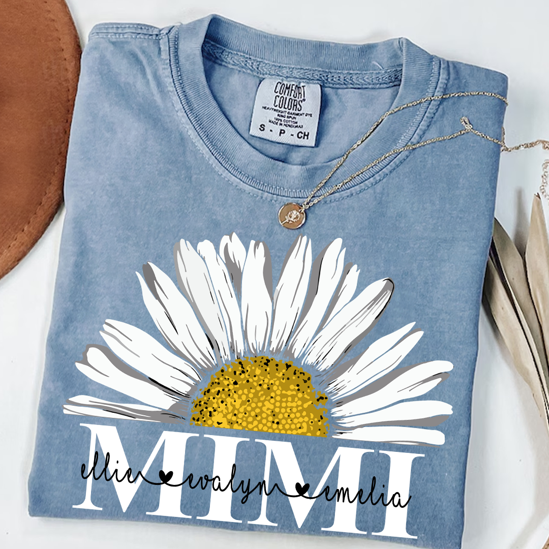 Personalized Mimi And Grandkids Daisy , Mother's Day Gift Grandma Comfort Colors T-Shirt