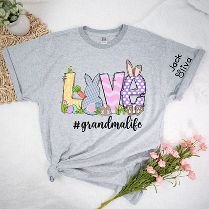 Personalized Love Grandma Life Bunny Easter T-Shirt