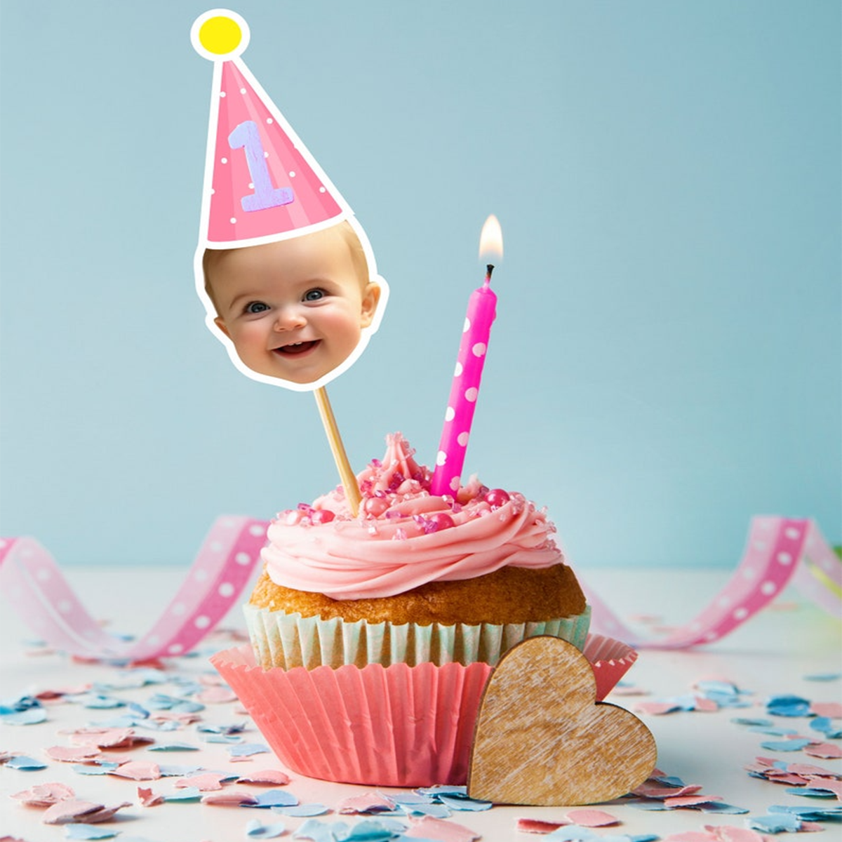 Face Cupcake Topper, Custom Baby Face Cupcake Topper, First Birthday Cupcake Topper, Printable