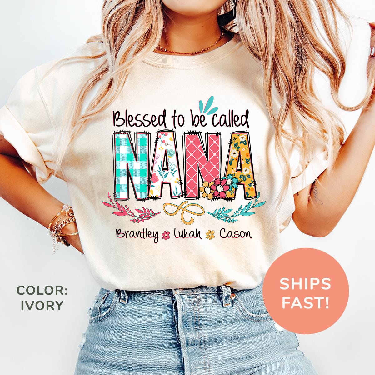 Personalized Blessed To Be Called Nana Comfort Colors T-Shirt