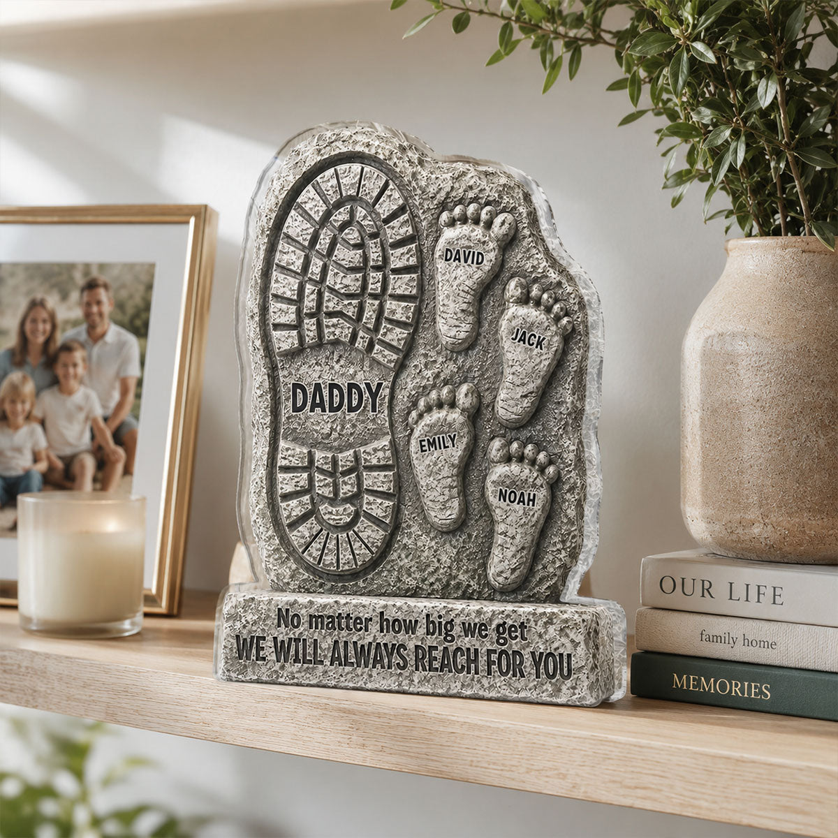 No Matter How Big We Get Always Reach For You Dad - Personalized Acrylic Block Plaque - Heartfelt Father's Day Gift For Dad, Husband Custom Shape Acrylic Blocks