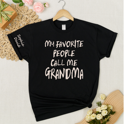 Custom Grandma Shirt My Favorite People Call Me Grandma Personalized T Shirt with Kids Names Family Gift for Grandmother Birthday Mother Celebration Tee