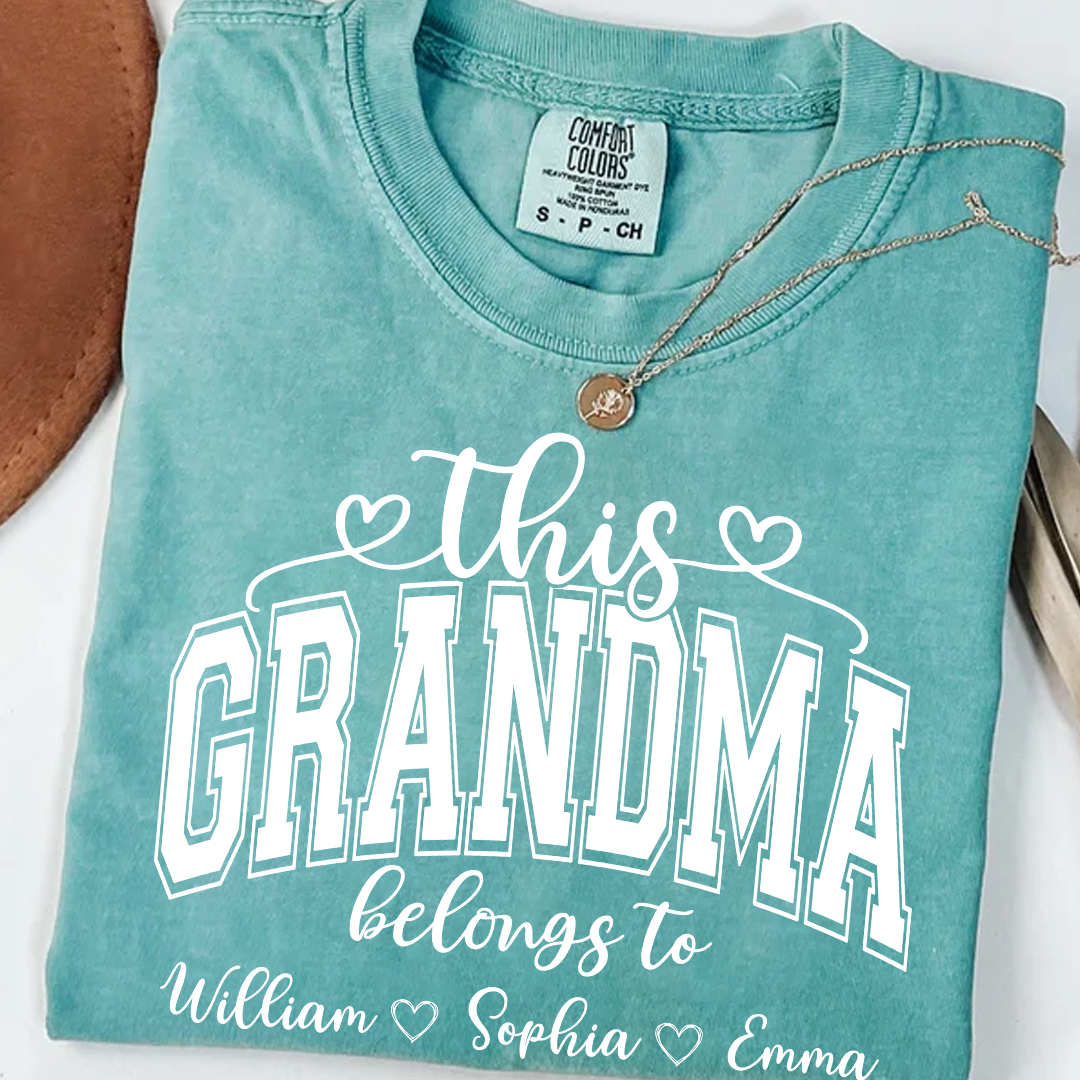 Comfort Colors Shirt, Custom This Grandma Belongs To And Grandkids