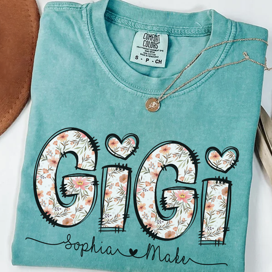 Comfort Colors Vintage Floral Gigi Shirt - Cute Grandma Gift, Trendy Flower Name Tee, Soft Retro Boho Style