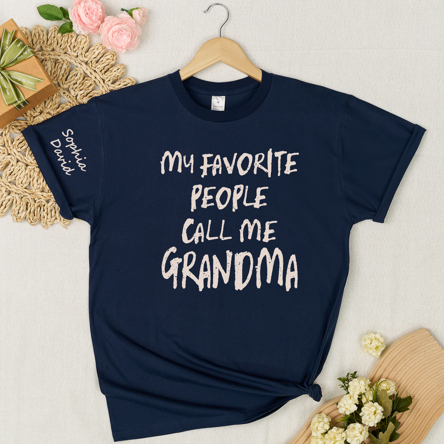 Custom Grandma Shirt My Favorite People Call Me Grandma Personalized T Shirt with Kids Names Family Gift for Grandmother Birthday Mother Celebration Tee