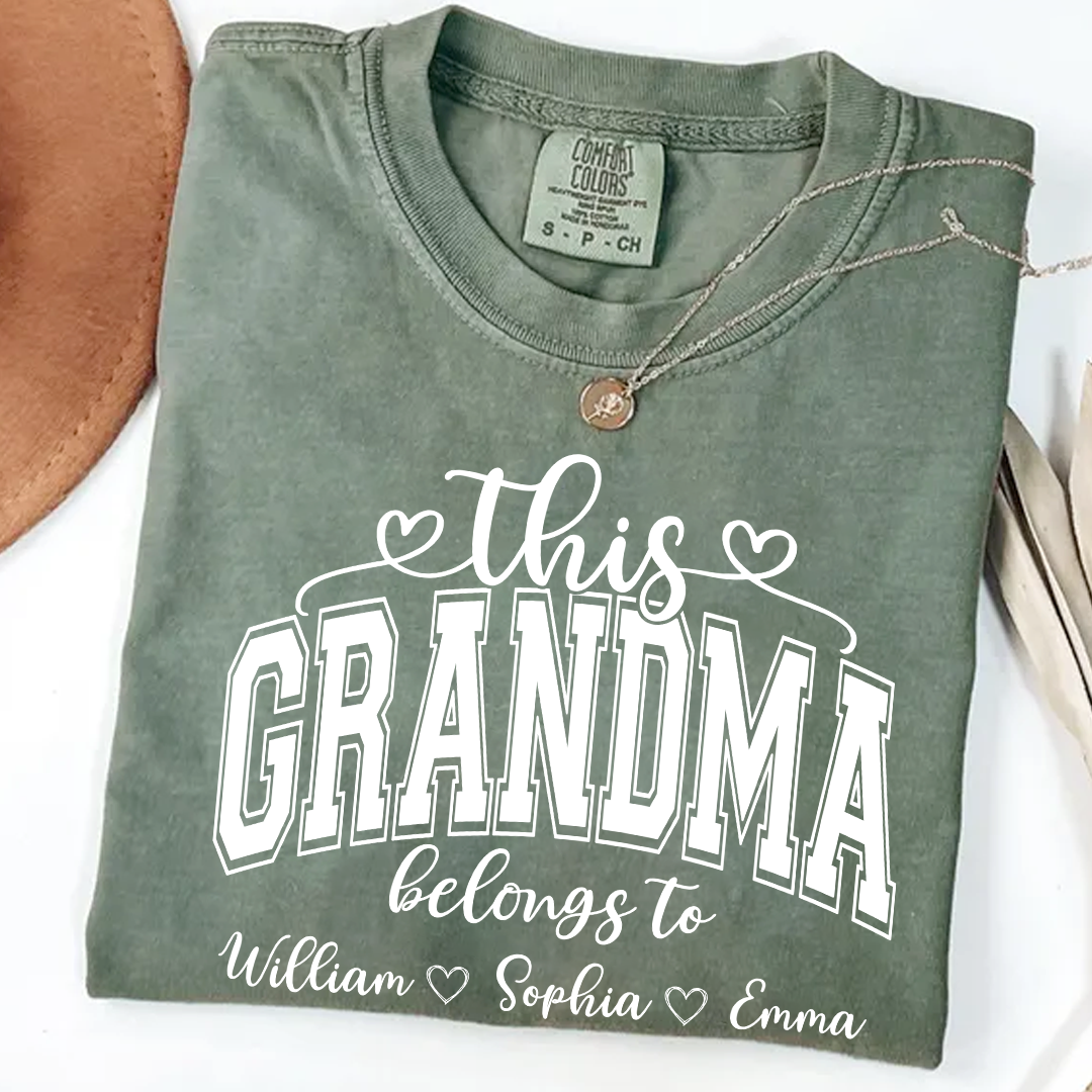Comfort Colors Shirt, Custom This Grandma Belongs To And Grandkids