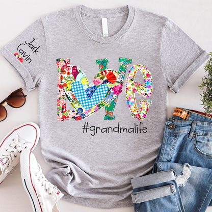 Personalized Love Grandma Life Floral Shirt, Custom Nickname And Grandkids, Mother's Day Gift T-Shirt