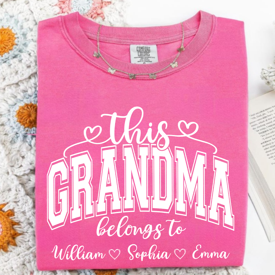 Comfort Colors Shirt, Custom This Grandma Belongs To And Grandkids