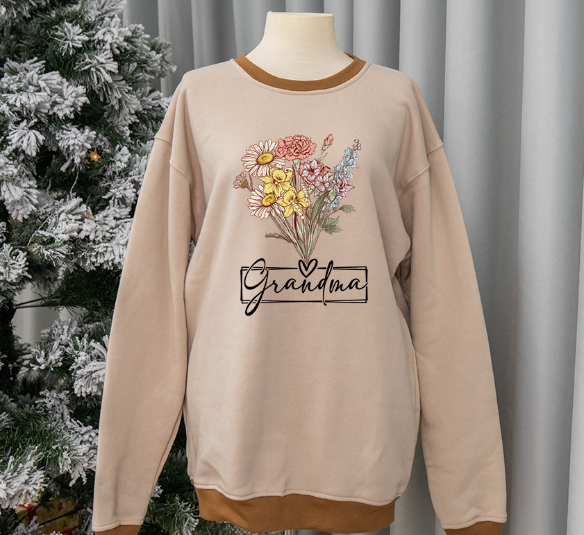Personalized Wildflower Grandma And Kids Name Shirt Sweatshirt Mix