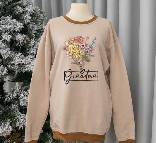 Personalized Wildflower Grandma And Kids Name Shirt Sweatshirt Mix
