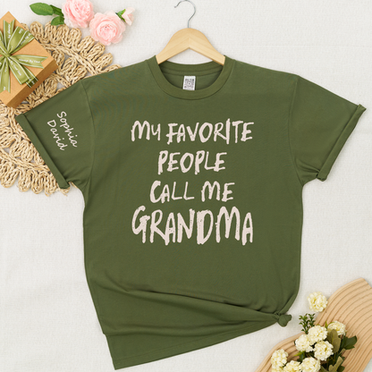 Custom Grandma Shirt My Favorite People Call Me Grandma Personalized T Shirt with Kids Names Family Gift for Grandmother Birthday Mother Celebration Tee