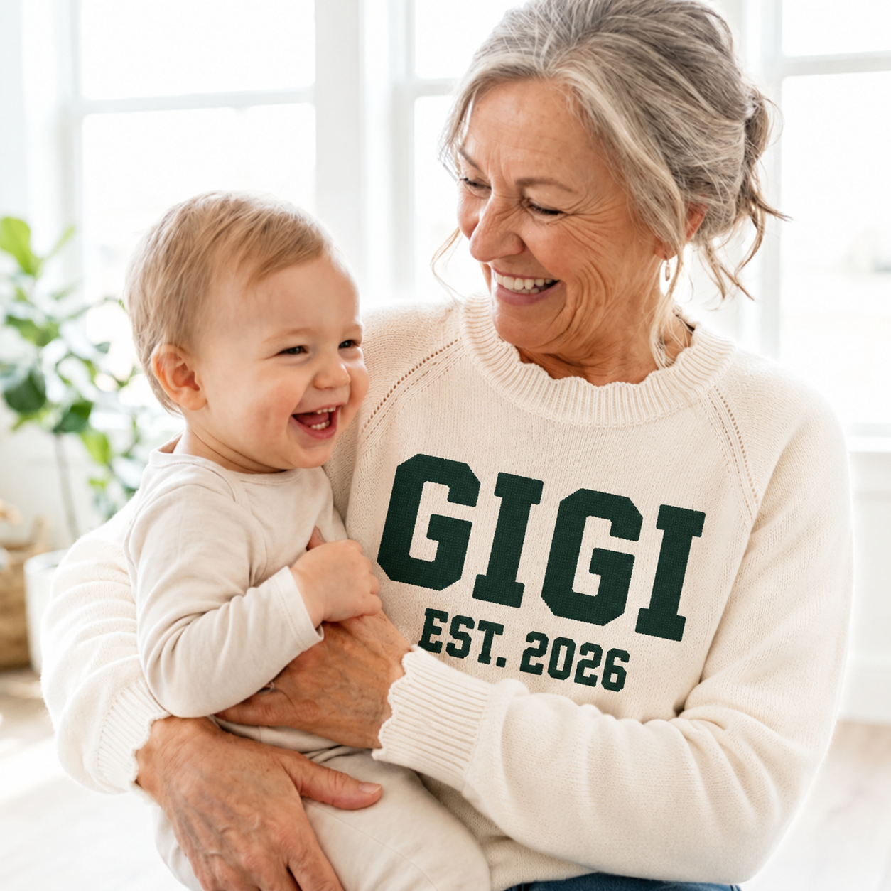 Personalized Mimi EST. 2026 Knit Sweater – Custom Name Cozy Crewneck Pullover Gift