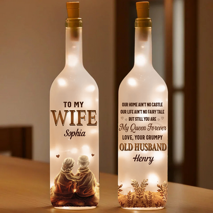 Custom Growing Old Hand In Hand Love Quote, Bottle Lamp Personalized Anniversary Gift Bottle Lamp