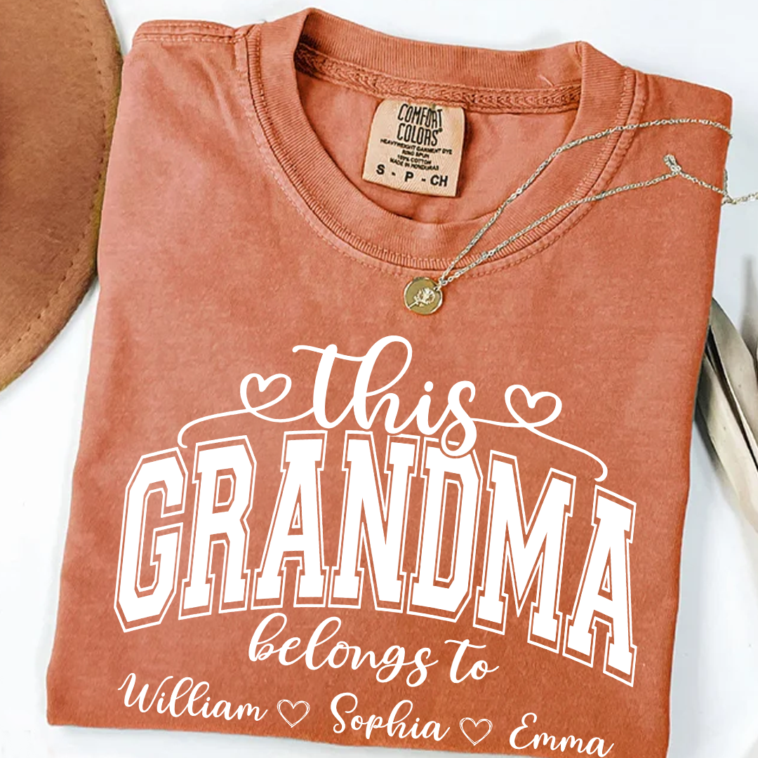 Comfort Colors Shirt, Custom This Grandma Belongs To And Grandkids
