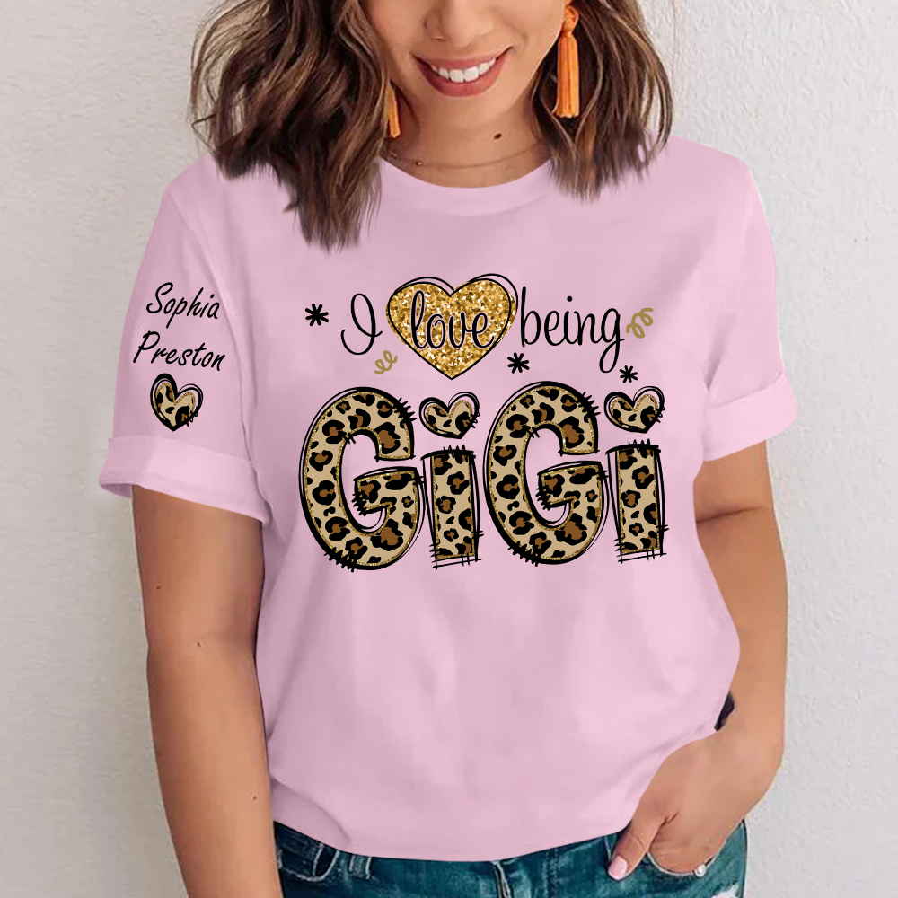 I Love Being Gigi Leopard, Custom Gigi And Kids, Grandma Gift TH T-Shirt