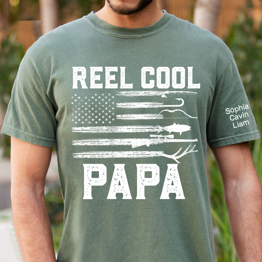 Patriotic Fishing Shirt Reel Cool Papa Quote Angler Gift for Dad Grandpa