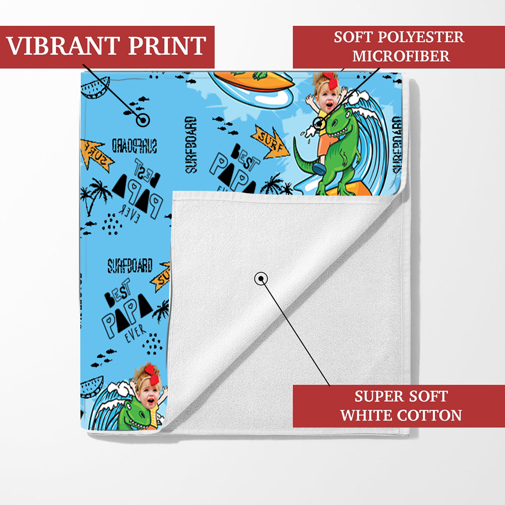Personalized Sea Summer Beach Towels, Custom Photo, Nick Name Papa And Kids Gifts, Summer Towels