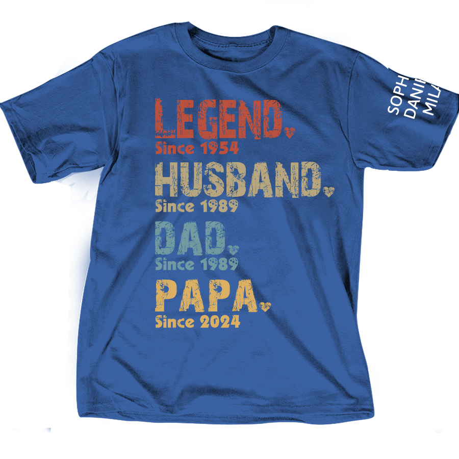 Legend Papa Custom Papa Grandpa Dad And Grandkis T-Shirt