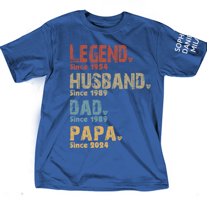 Legend Papa Custom Papa Grandpa Dad And Grandkis T-Shirt