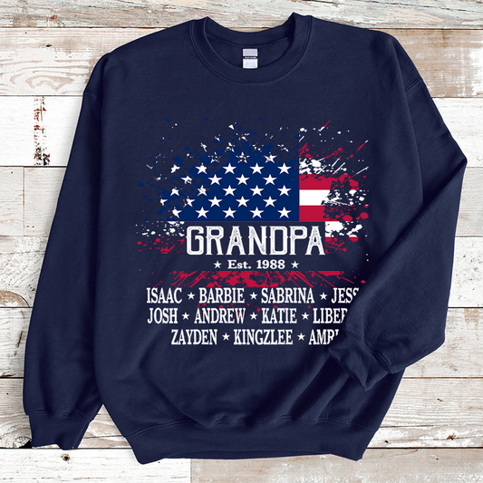 Grandpa Est Flag And Grandkids Sweatshirt