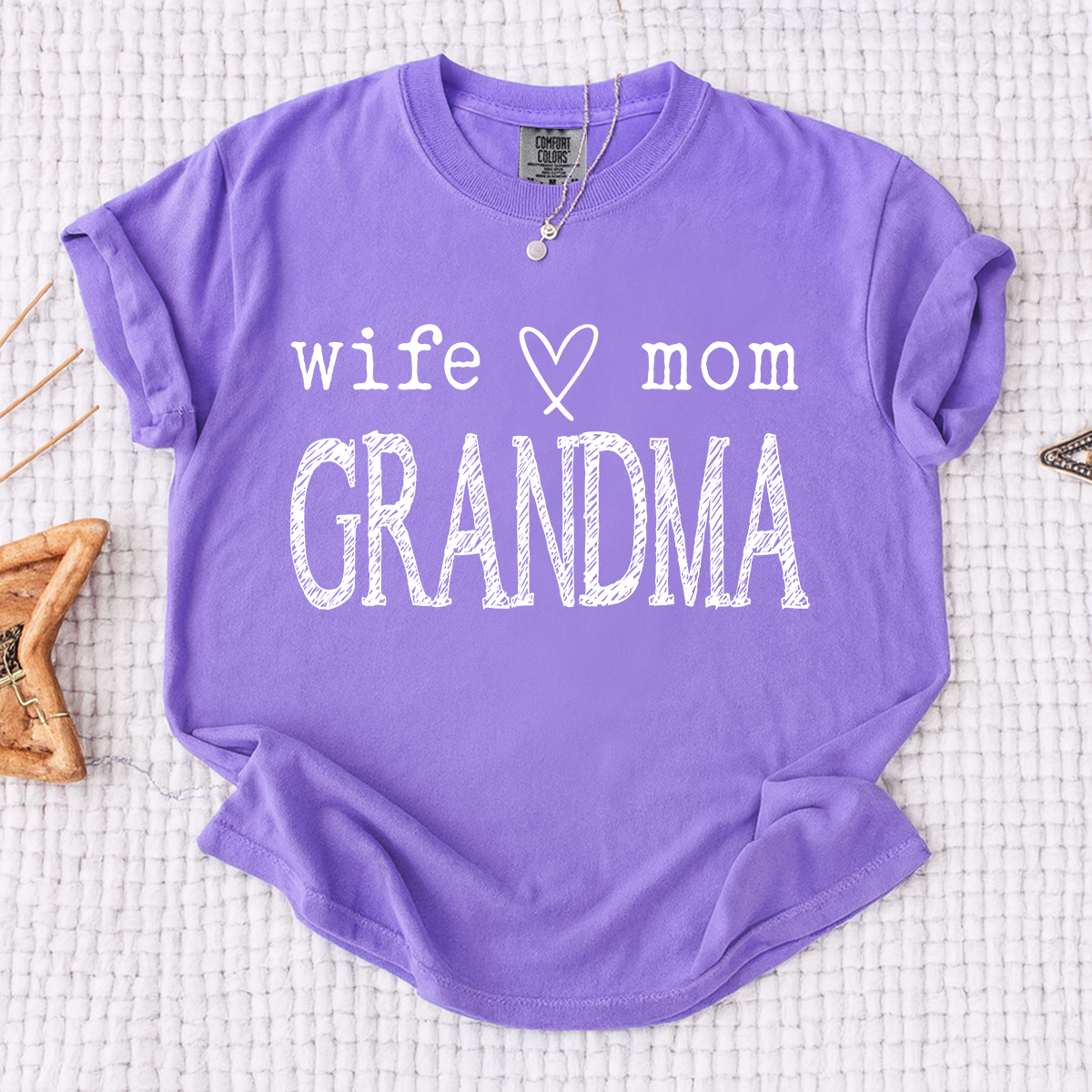 Comfort Colors® Personalized Grandma Shirt, Wife Mom Grandma T-Shirt with Family Names, Great Gift for Nana