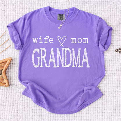 Comfort Colors® Personalized Grandma Shirt, Wife Mom Grandma T-Shirt with Family Names, Great Gift for Nana