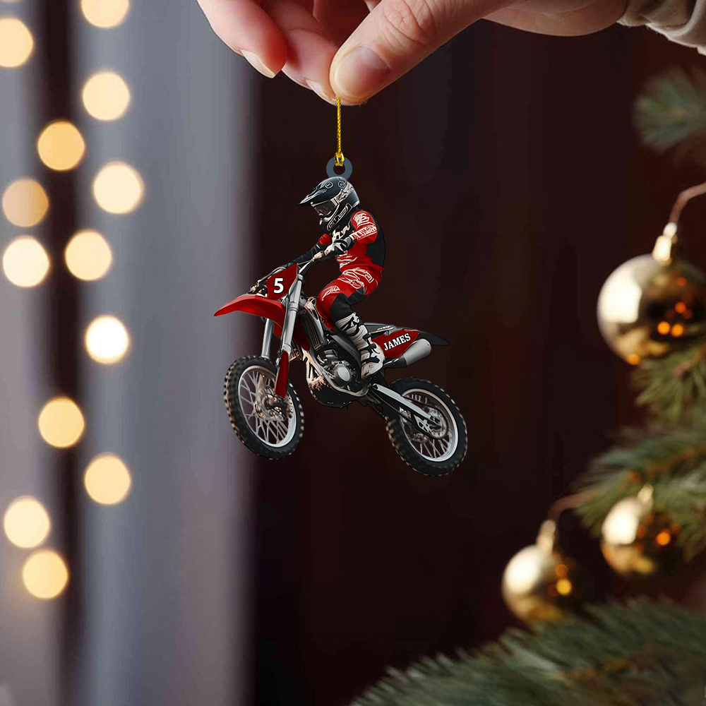 Personalized Motocross Ornament 2025 – Custom Dirt Bike Ornament with Name, Christmas Gift for Moto Riders Ornament