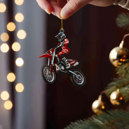 Personalized Motocross Ornament 2025 – Custom Dirt Bike Ornament with Name, Christmas Gift for Moto Riders Ornament