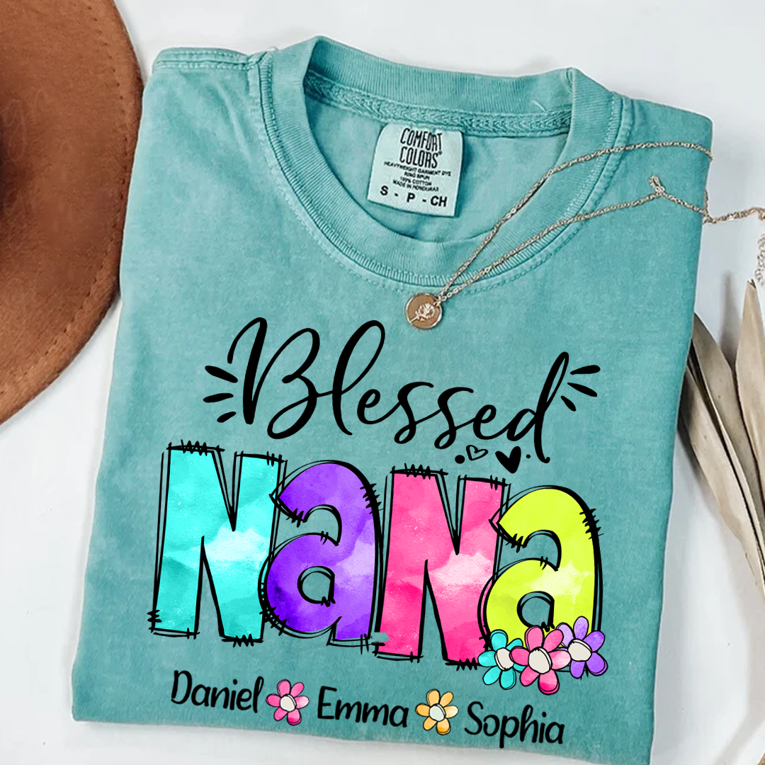 Comfort Colors® Blessed Nana Watercolor T-Shirt, Gift For Grandma T-Shirt