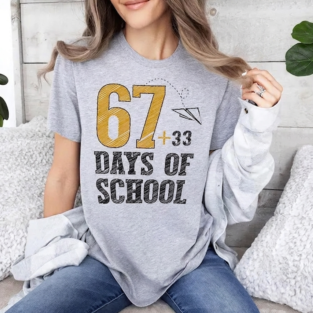 67 Days of School Shirt, Teacher Countdown Tee, Back to School Teacher Shirt, Funny School Days T-Shirt for Educators