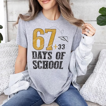67 Days of School Shirt, Teacher Countdown Tee, Back to School Teacher Shirt, Funny School Days T-Shirt for Educators