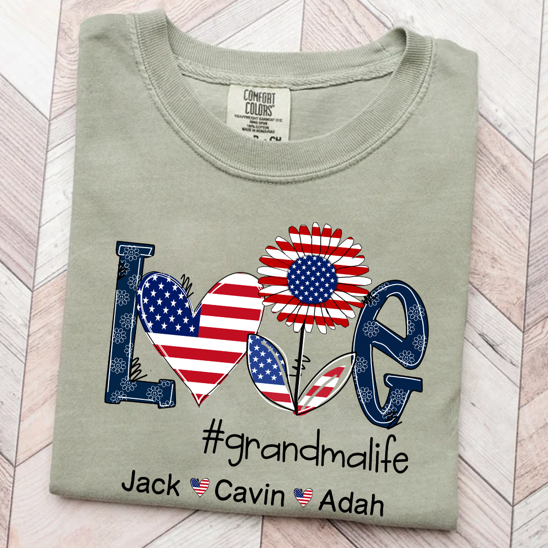 Comfort Colors® Love Grandma Life Usa, Custom Mom, Grandma With Grandkids, Gift for Grandma