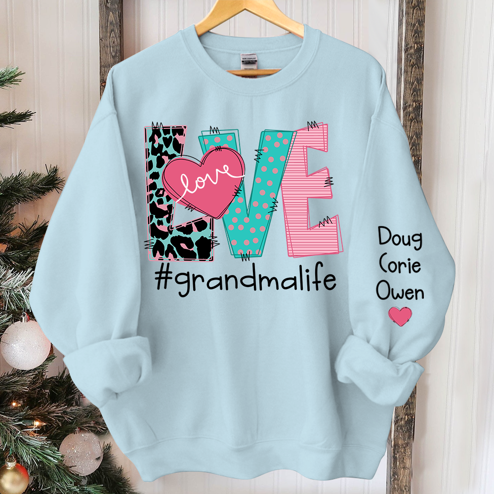 Personalized Love Grandma Life Trend Sweatshirt, Custom Grandma and Grandkids Sweatshirt