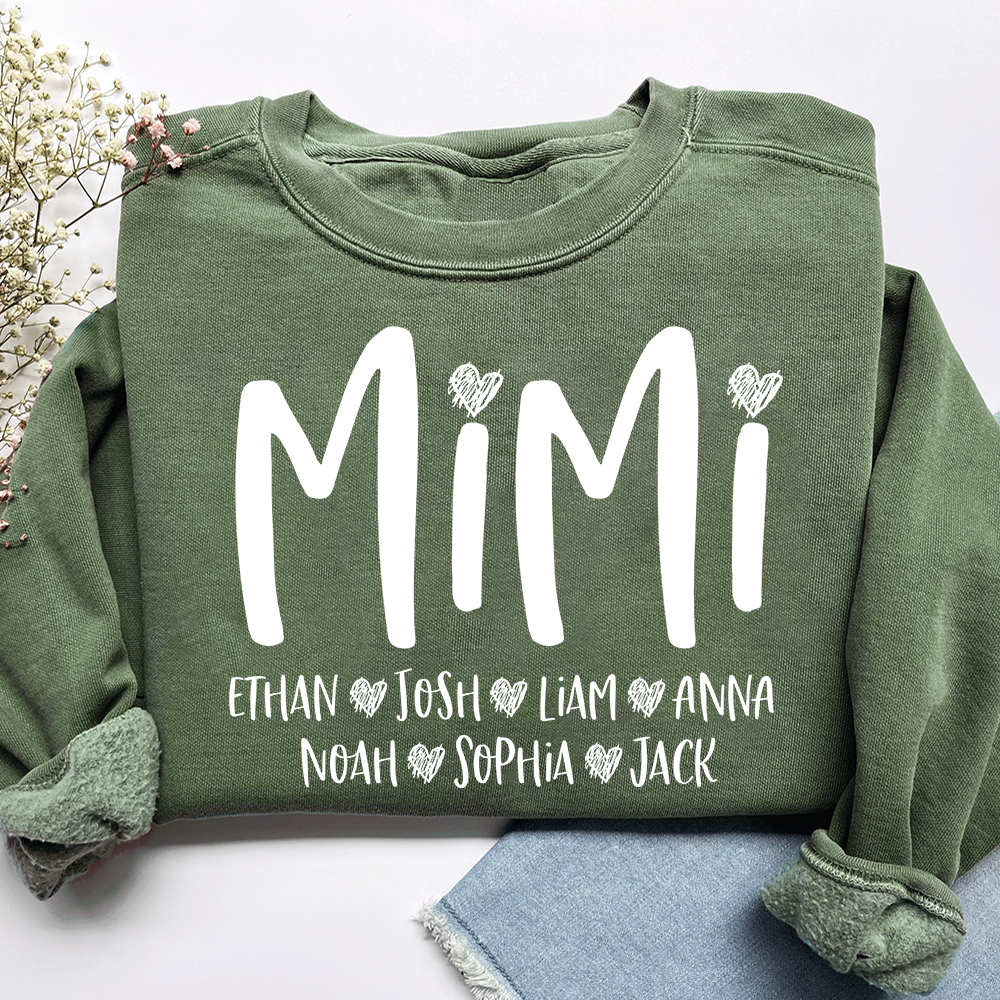 Mimi Heart Personalized Sweatshirt, Custom Grandma Gift with Grandkids' Names