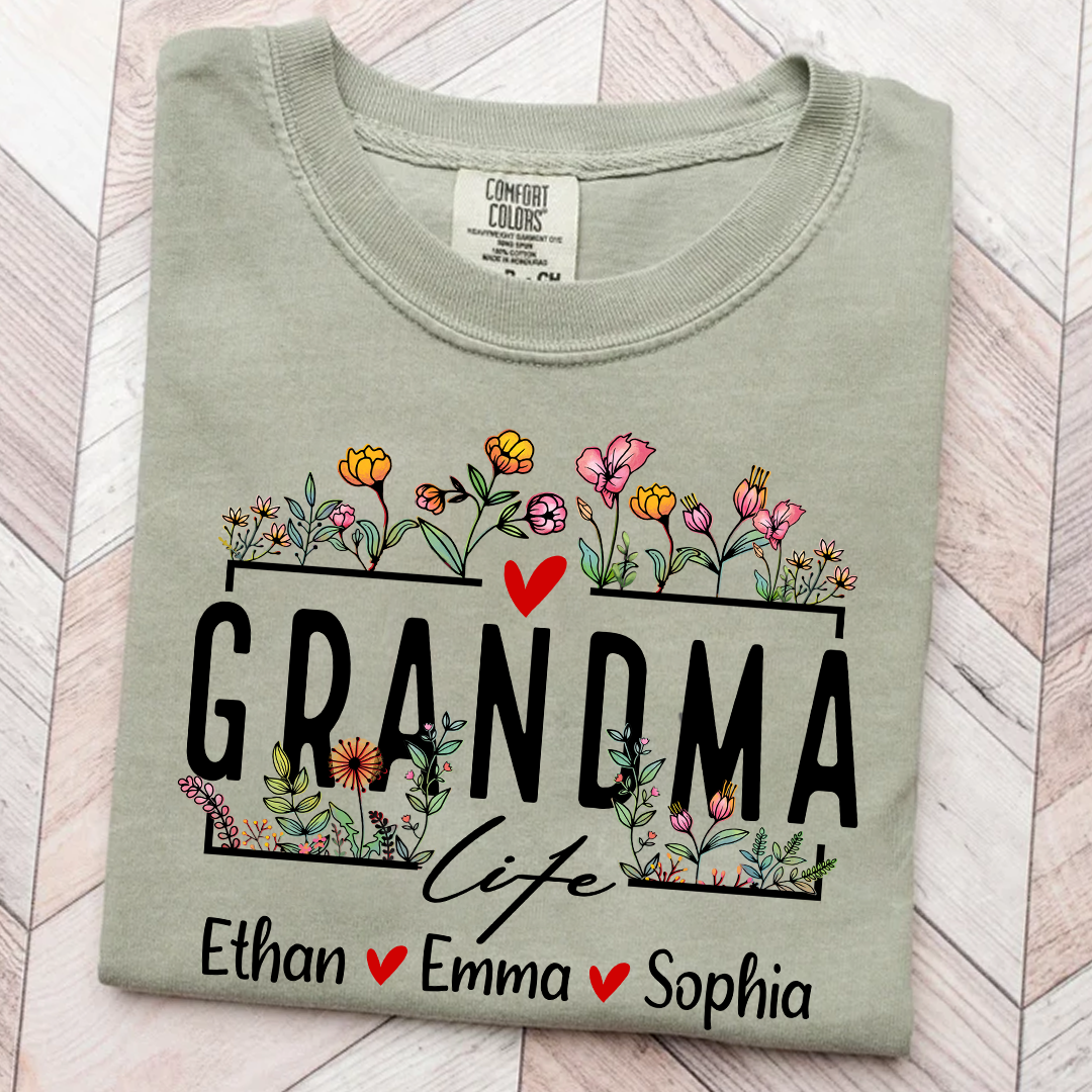 Comfort Colors® Grandma Life Wildflower And Kids T-Shirt, Gift For Grandma T-Shirt