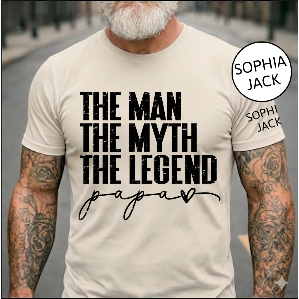 The Man The Myth The Legend Papa T-Shirt – Personalized Names Gift for Dad Fathers Day Birthday