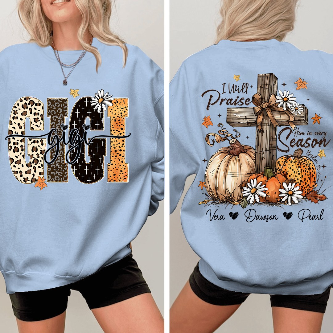 Floral Fall Shirt Design, Custom Gigi Gifts for Grandma and Kids