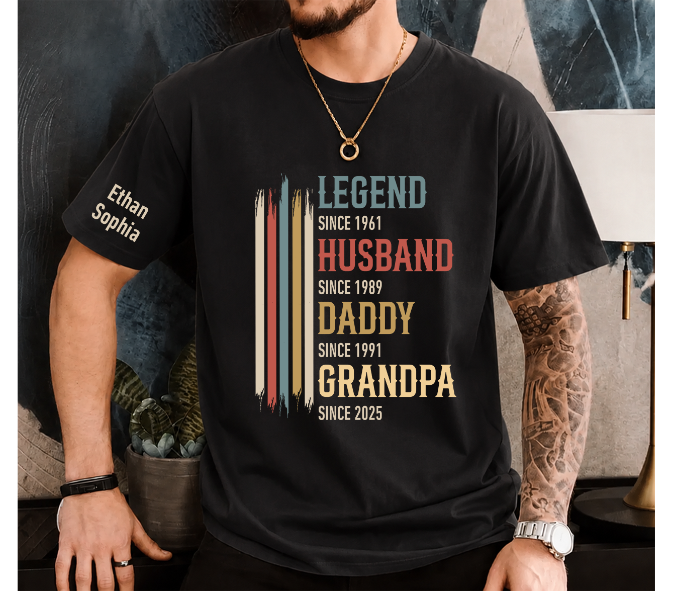 Legend Husband Dad Grandpa T-Shirt – Personalized Names Gift for Father Dad Papa Birthday Fathers Day