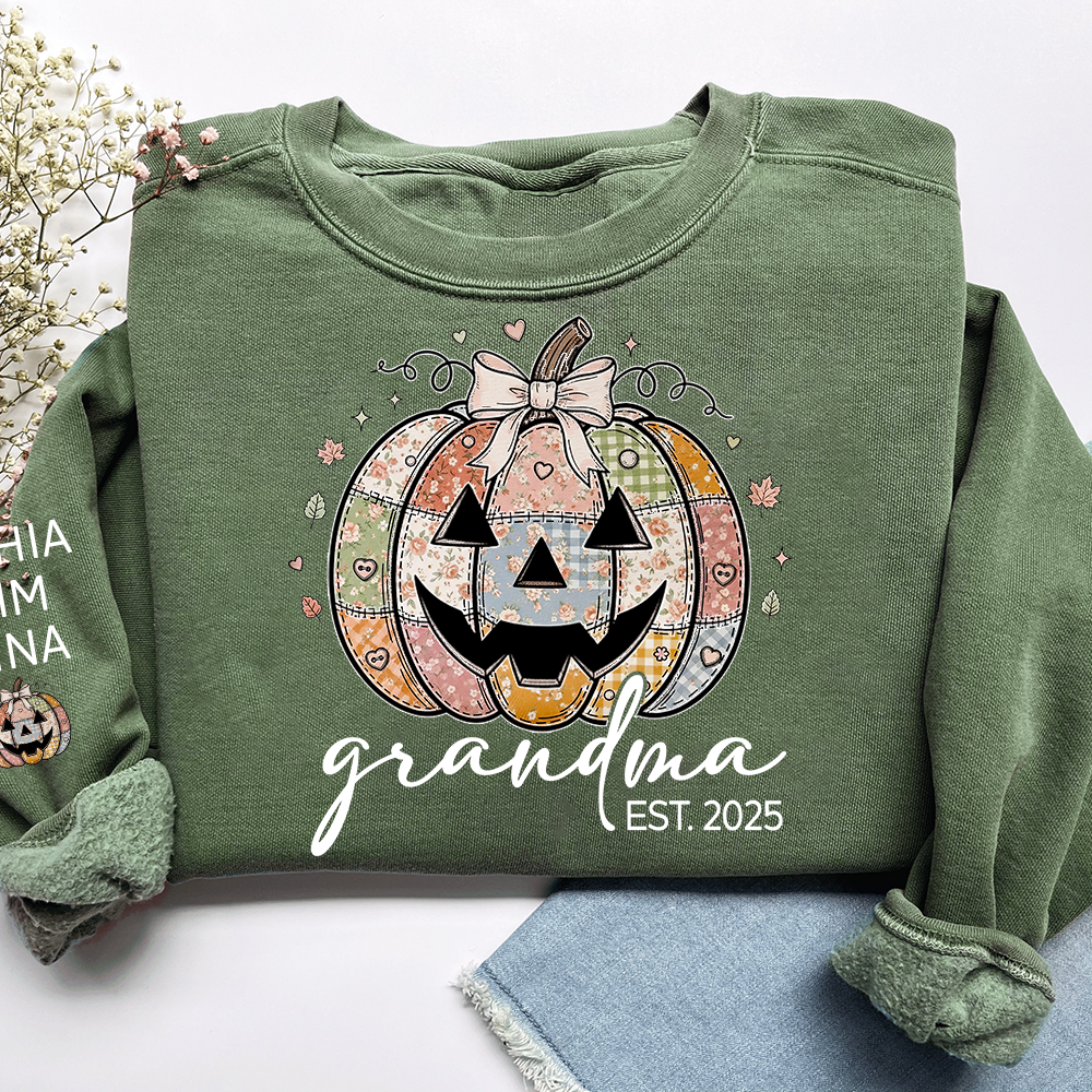 Personalized Floral Pumpkin Mimi Gifts, Floral Patchwork Mimi, Gifts for Grandma and Kids
