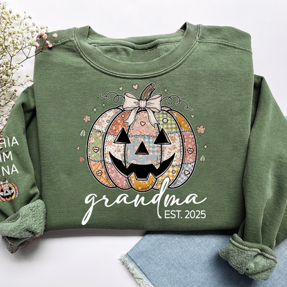 Personalized Floral Pumpkin Mimi Gifts, Floral Patchwork Mimi, Gifts for Grandma and Kids