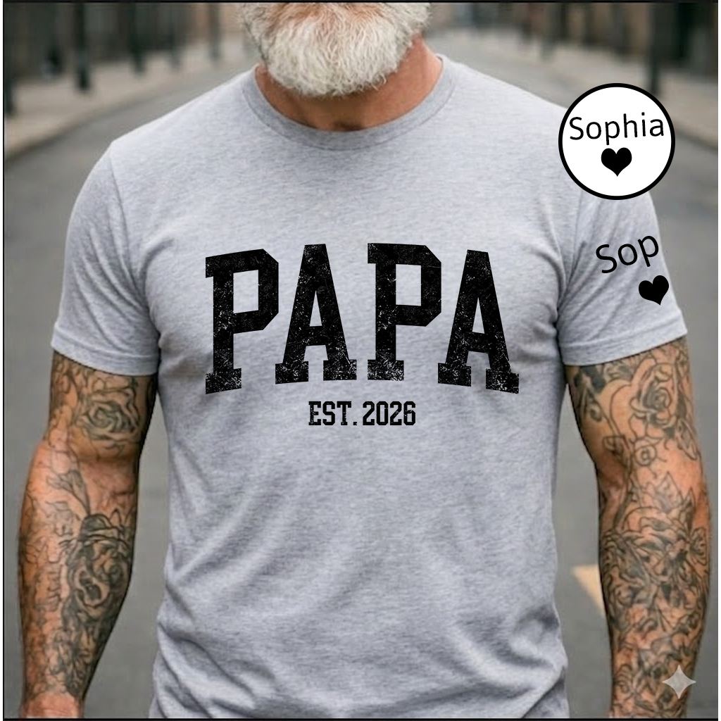 Papa T-Shirt – Personalized Name Custom Gift for Father Birthday Fathers Day