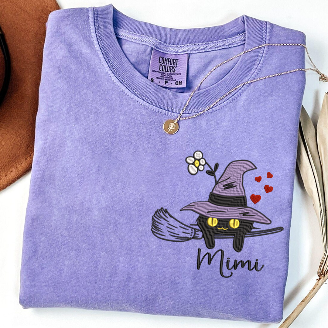 Comfort Colors® T-Shirt Personalized Grandma Cat Halloween, Gift for Mimi and Kids