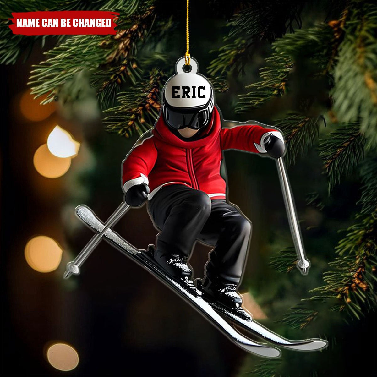 Personalized Skiing Ornament – Custom Name Skier Christmas Tree Ornament for Winter Sports Lovers Ornament