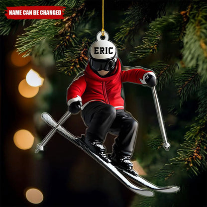 Personalized Skiing Ornament – Custom Name Skier Christmas Tree Ornament for Winter Sports Lovers Ornament